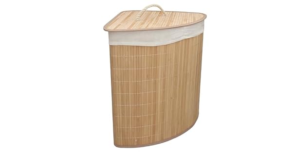 Acomoda Textil  Cesta de Bamb Plegable con Tapa y Asas para Lavandera de Gran Capacidad Cesto Grande Organizador para la Ropa con Bolsa Extrable y Lavable Color Madera 50x35x35 cm