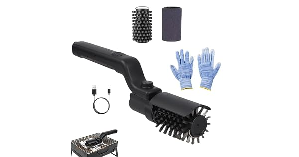 Cepillo elctrico para barbacoa  Cepillo elctrico para barbacoa inalmbrico limpieza en 3 niveles ngulo ajustable de 180 cabezal de cepillo de acero inoxidable recargable cepillo de limpieza