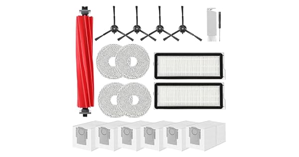 VIEWALL Accesorios para Roborock Qrevo ProQrevo S Aspiradora1 Cepillo Principal2 Filtros HEPA6 Bolsas para el Polvo4 Toallitas4 Cepillos Laterales Negro1 Cepillo1 Destornillador