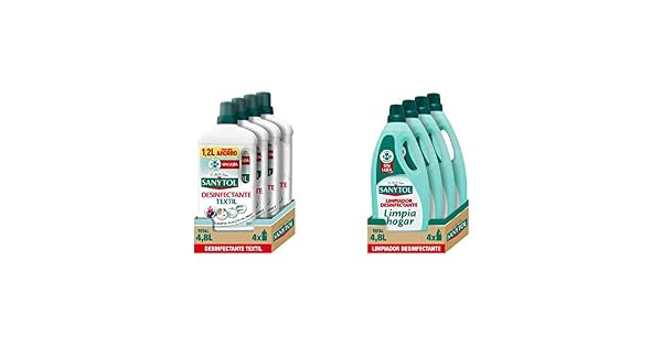 Sanytol  Desinfectante Textil Elimina Grmenes y Malos Olores de la Ropa Sin Leja  Pack de 4 x 1200 ML  48L   Botella Desinfectante Limpiahogar Elimina Bacterias Hongos y Virus Sin Leja