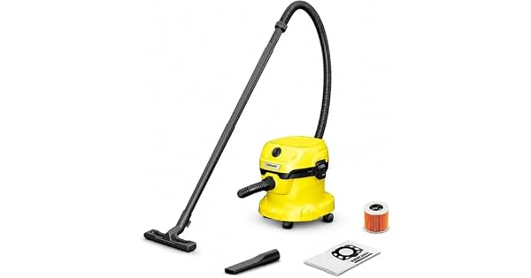 KRCHER Aspirador en seco y hmedo WD 2 Plus V12418C Potencia 1000 W Incluye Filtros y Boquilla para Suelo y Ranuras YellowBlack Depsito de plstico 12 l Manguera aspiracin 18 m