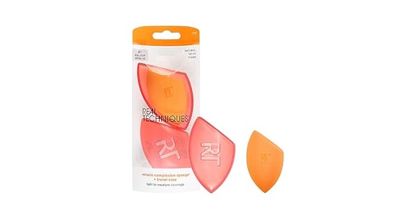 REAL TECHNIQUES Miracle Complexion Sponge  Travel  Esponja Aplicadora con Funda Naranja