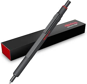 rOtring 600 Ballpoint Pen | Medium Point | Black Ink | Full Metallic Body | Dark Stone | Non-Slip Fluted Grip & Hex Body | Refillable
