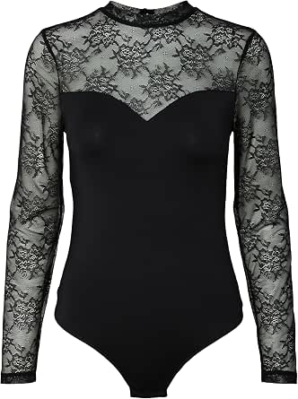 Pieces Pcmilly LS Lace Bodystocking Noos Pcmilly LS Lace Bodystocking Noos Women (Pack of 1)