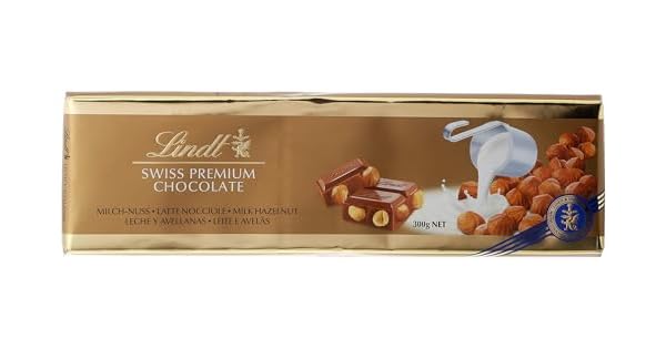 Lindt Tableta de Chocolate con Leche y Avellanas cremoso y suave chocolate suizo tradicional 300 g