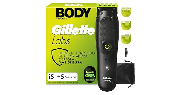 Gillette Labs i5 Body  Intimate Trimmer Hombre con tecnologa SkinFirst  Maquinilla de afeitar ntima para cuerpo y zona ntima resistente al agua negroverde
